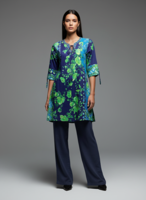 Indigo Bloom Tunic- chamo clothing