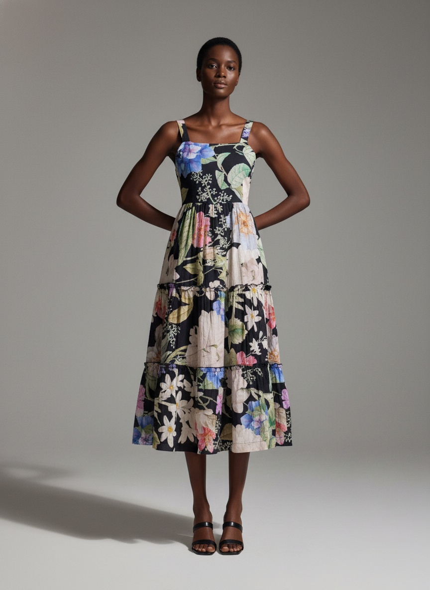 Midnight Garden Dress- chamo clothing